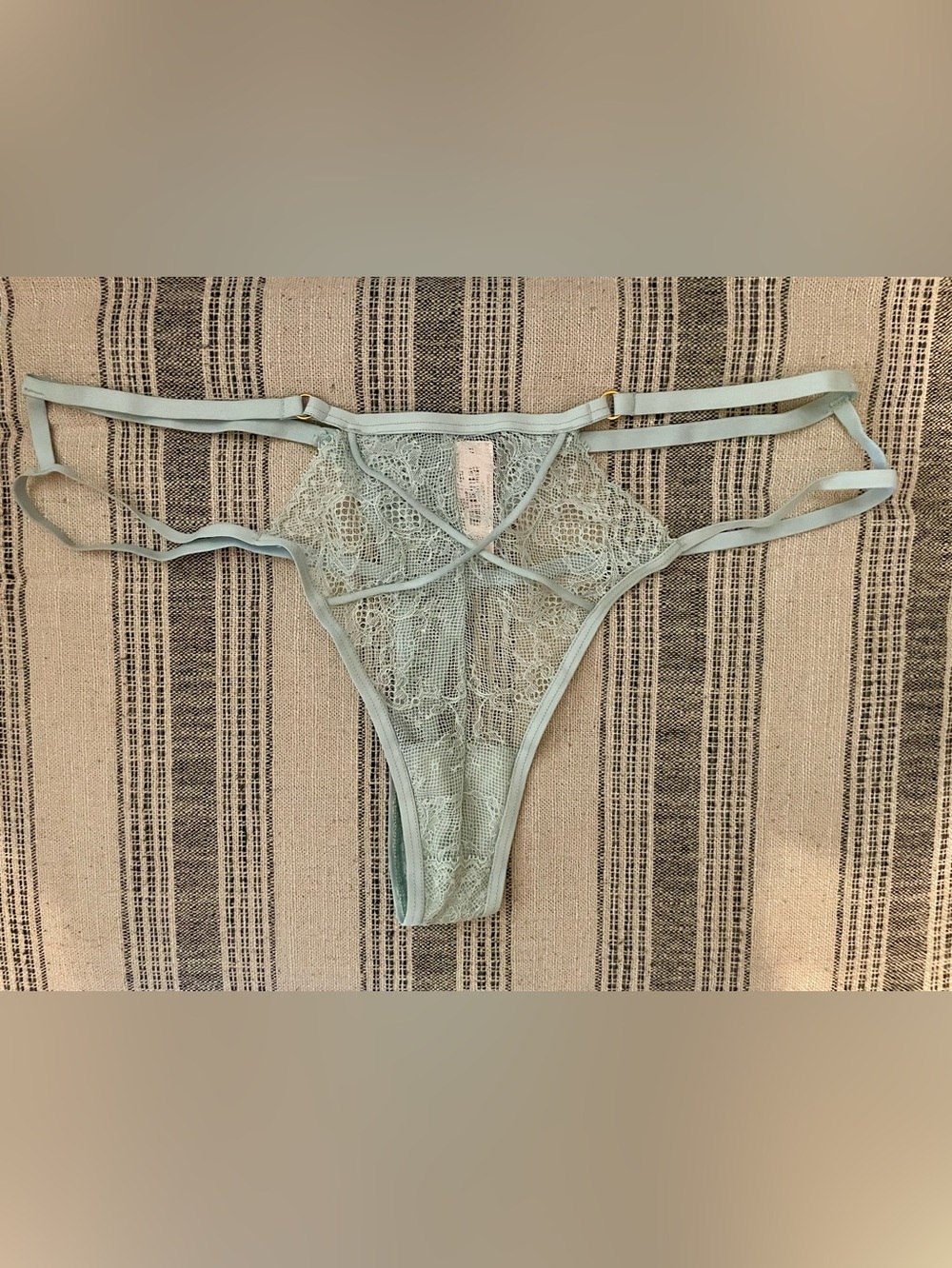 NWT Victoria’s Secret Very Sexy Sheer Lace Strappy Thong Panty - Light Blue